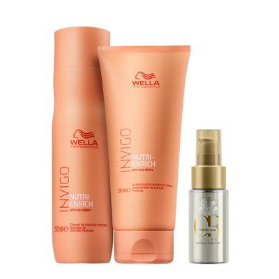 Wella Professionals Invigo Nutri-Enrich Shampoo 250ml+Condicionador 200ml+Oil  Reflections Light 30ml