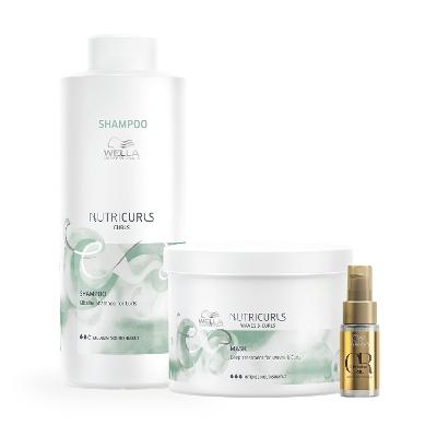 Wella Professionals Nutricurls Shampoo 1L+Máscara 500ml+Oil Reflections  30ml