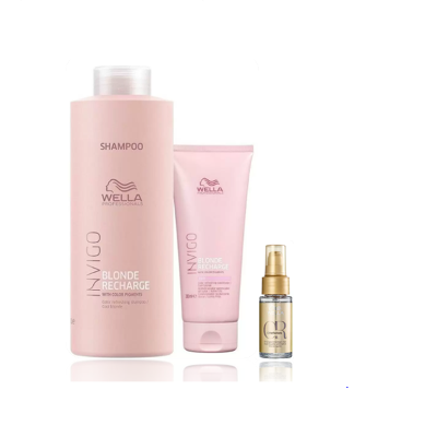 Wella Professionals Blonde Recharge - Shampoo 1L +Condicionador 200ml+Oil Reflections 30ml