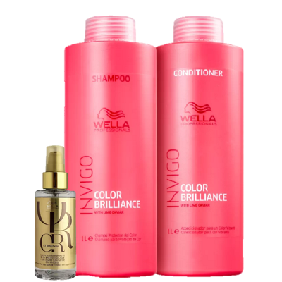 Wella Professionals Invigo Color Brilliance Duo 1L e Oil Reflections 100ml (3 Produtos)