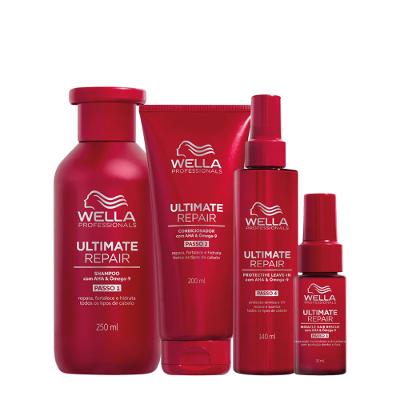 Kit Wella Ultimate Repair Shampoo Condicionador Protetor Termico e Leave-in (4 produtos)