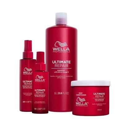 Kit Wella Ultimate Repair Shampoo Litro  Leave-in  Protetor Térmico e Máscara (4 produtos)