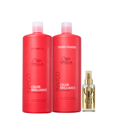 Wella Professionals Invigo Color Brilliance Shampoo+Condicionador 1L+Oil Reflections 100ml