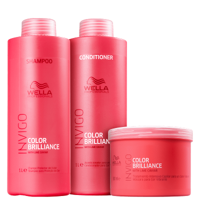 Kit Wella Professionals Invigo Color Brilliance Trio Shampoo Condicionador e Máscara (3 Produtos Grandes)