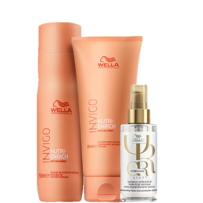 Wella Professionals Invigo Nutri Enrich Duo Home Care e Oil Reflections Light 100ml (3 Produtos)