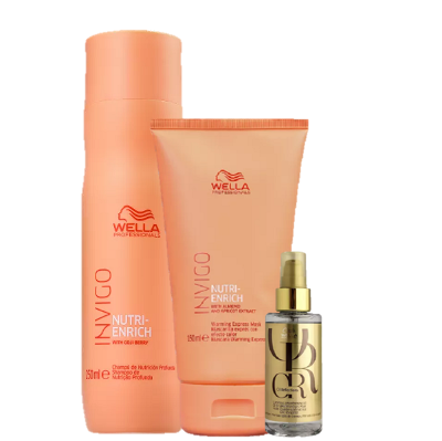 Wella Professionals Invigo Nutri-Enrich Shampoo 250ml Mascara Express 150ml e Oil Reflections 100ml