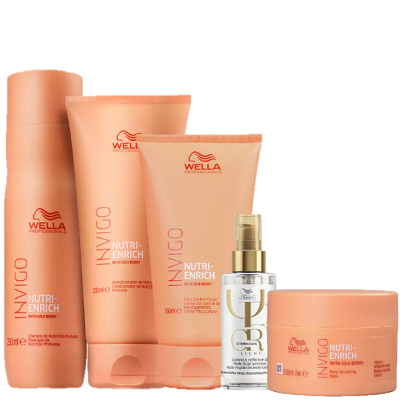 Wella Professionals Invigo Nutri-Enrich Kit Anti frizz Completo Home Care e Oil Reflections Light 100ml (5 Produtos)