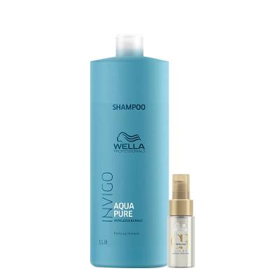 Kit Wella Professionals Invigo Balance Acqua Pure Shampoo 1L e Oil Reflections Light 30ml (2 produtos)