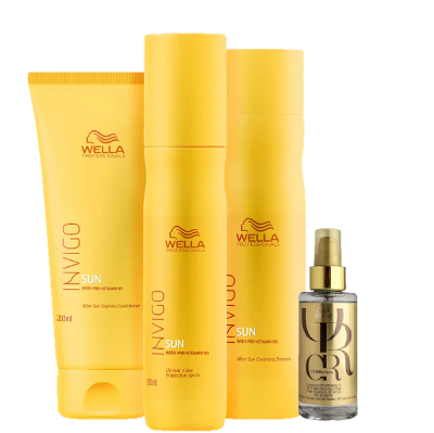 Wella Professionals Invigo Sun Kit Completo e Oil Reflections 100ml 4 Produtos