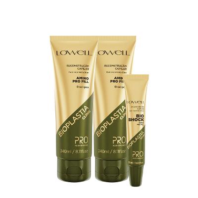 Kit Lowell Bioplastia Clinic Shampoo Extra e Bio Shock (3 produtos)