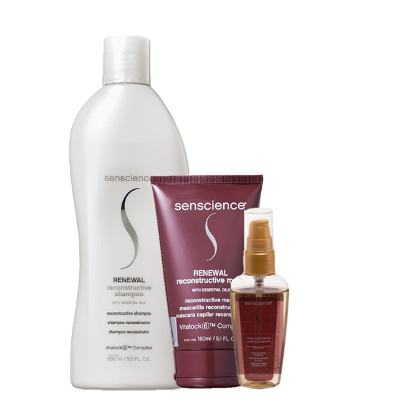 Senscience Renewal Shampoo 280ml Renewal Mask 150ml e True Hue Color Oleo 55ml