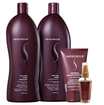 Senscience True Hue Violet Duo 1L True Hue Oleo Capilar 55ml e Renewal Mask 150ml