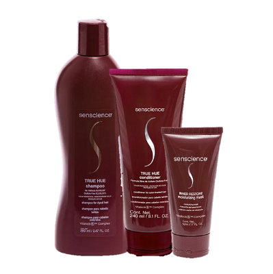 Senscience True Hue Shampoo 280ml Condicionador 240ml e Inner Restore Moisturizing Mask 50ml