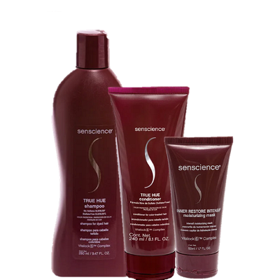 Senscience True Hue Shampoo 280ml Condicionador 240ml e Inner Restore Intensif 50ml