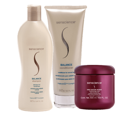 Kit Senscience Balance Shampoo 280ml e Condicionador 240ml e Inner Intensif Moisturizing 500ml