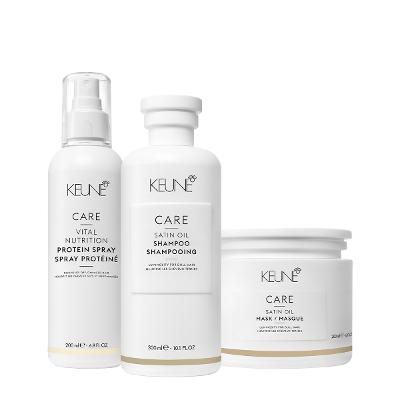 Kit Keune Care Satin Oil Shampoo Máscara e Vital Nutrition Protein (3 produtos)