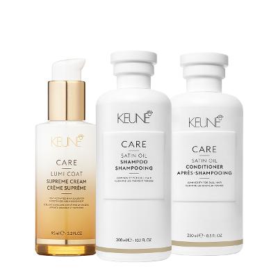 Kit Keune Care Satin Oil Shampoo Condicionador e Lumi Coat Supreme Cream  (3 produtos)