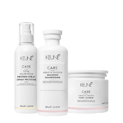 Kit Keune Care Keratin Smooth Shampoo Máscara e Vital Nutrition Protein (3 produtos)