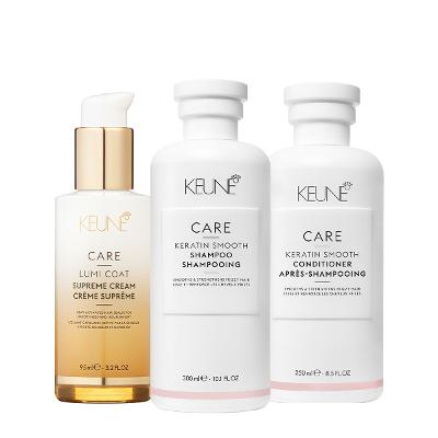 Kit Keune Care Keratin Smooth Shampoo Condicionador e Lumi Coat Supreme Cream (3 produtos)