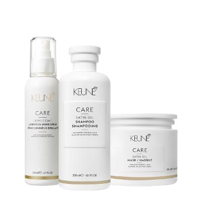Kit Keune Care Satin Oil Shampoo Máscara e Lumi Coat Finalizador (3 produtos)