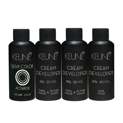 Kit Keune Tinta Pure Semi Color Activator 6% 20V + 9% 30V + 12% 40V 60ml (4 produtos)