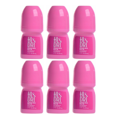 Hi & Dri Roll-On Powder Fresh Antiperspirant Desodorante 50ml - 6 Unidades