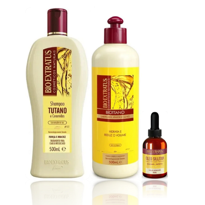 Bio Extratus Tutano Shampoo 500ml+Umidificador de Cachos 500ml+Oleo Sillitan 40ml