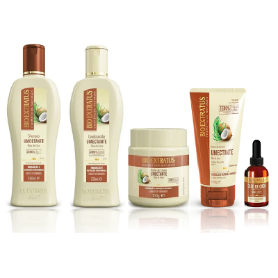 Bio Extratus Umectante De Óleo De Coco Shampoo+Condicionador 250ml+Máscara 250g+Finalizador Umectante 150g+Óleo Umectant