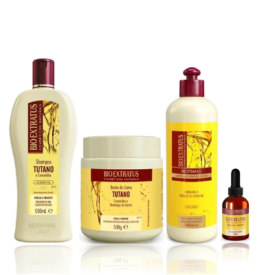 Bio Extratus Tutano Shampoo 500ml+Mácara 500g+Umidificador de Cachos 500ml+Oleo Sillitan 40ml