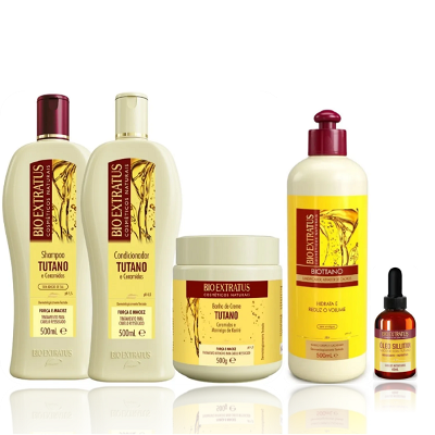 Bio Extratus Tutano Shampoo+Cond 500ml+Mácara 500g+Umidificador de Cachos 500ml+Oleo Sillitan 40ml