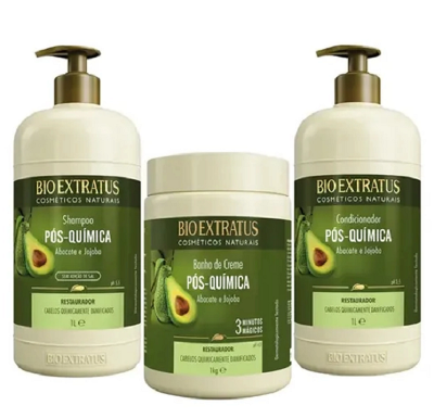 Bio Extratus Pos-Quimica Shampoo+Condicionador+Banho de Creme 1L