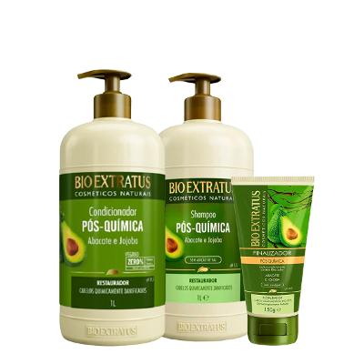 Kit Bio Extratus Pós-Química Shampoo Condicionador e Finalizador (3 produtos)