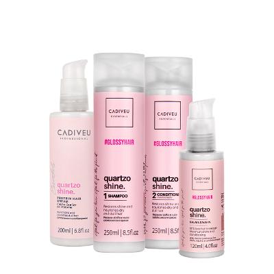 Kit Cadiveu Professional Quartzo Shine Shampoo Condicionador Balm e Protein Hair Cream (4 produtos)