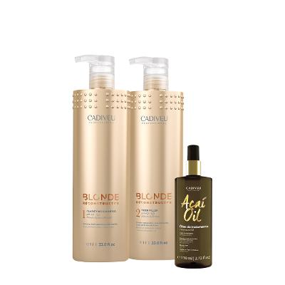 Kit Cadiveu Professional Blonde Reconstructor Shampoo Máscara e Açaí Oil (3 produtos)