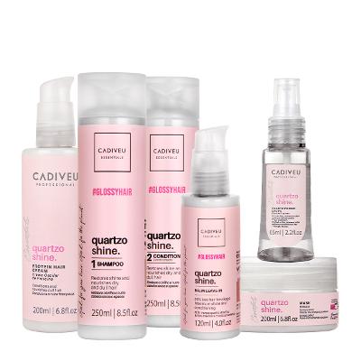 Kit Cadiveu Professional Essentials Quartzo Shine Shampoo Condicionador Máscara Pré- Shampoo Leave-in e Óleo (6 produtos