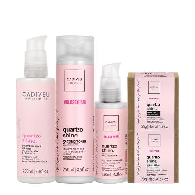 Kit Cadiveu Professional Essentials Quartzo Shine Shampoo em Barra Condicionador Máscara em Barra Pré Shampoo e Leave-in