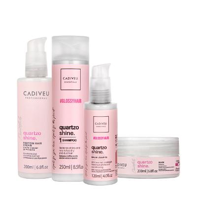 Kit Cadiveu Professional Essentials Quartzo Shine Shampoo Máscara Pré Shampoo e Leave-in (4 produtos)