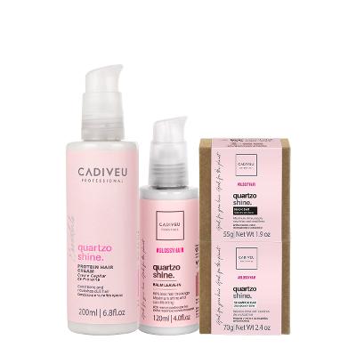 Kit Cadiveu Professional Essentials Quartzo Shine Shampoo Máscara em Barra Pré Shampoo e Leave-in (4 produtos)