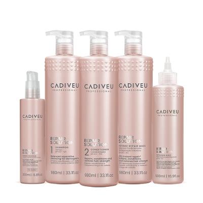 Kit Cadiveu Repair Solution Shampoo Sem Sulfato Condicionador  Máscara Litro Shot e Proteína (5 produtos)