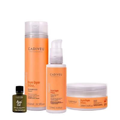 Kit Cadiveu Professional Bye Bye Frizz  Shampoo Leave-in Máscara e Açaí Oil (4 produtos)
