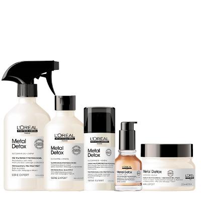 Kit LOréal Professionnel Metal Detox Shampoo Leave-in Máscara Óleo e Spray Neutralizador Anti-Metal (5 produtos)