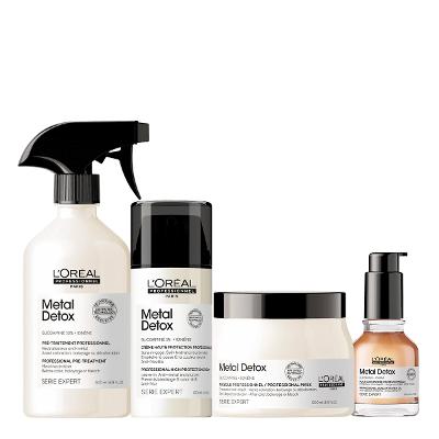 Kit LOréal Professionnel Metal Detox Máscara G Leave-in Óleo e Spray Neutralizador Anti-Metal (4 produtos)