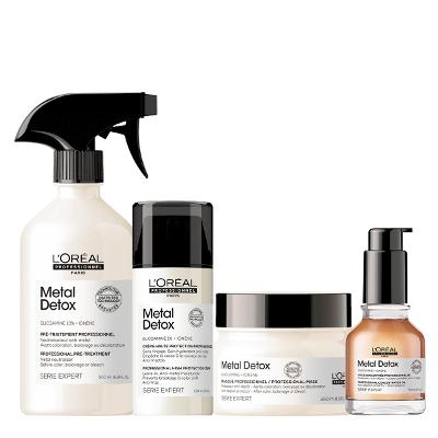 Kit LOréal Professionnel Metal Detox Máscara Leave-in Óleo e Spray Neutralizador Anti-Metal (4 produtos)