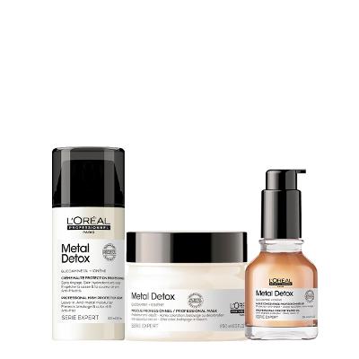 Kit LOréal Professionnel Metal Detox Máscara Leave-in e Óleo (3 produtos)