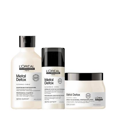 Kit LOréal Professionnel Metal Detox Shampoo Máscara G e Leave-in (3 produtos)