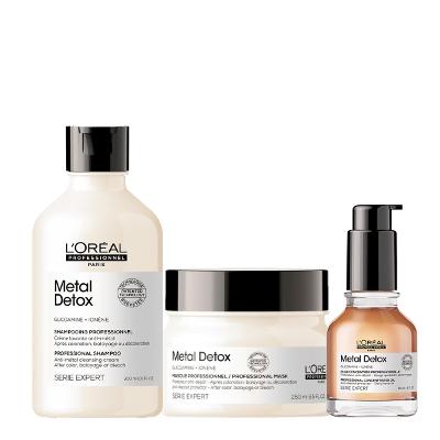 Kit LOréal Professionnel Metal Detox Shampoo Máscara e Óleo (3 produtos)