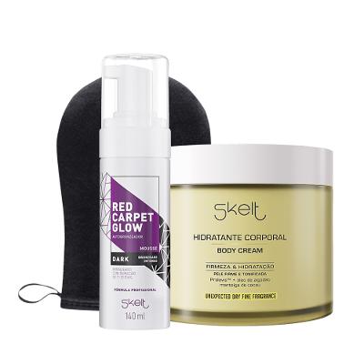 Kit Skelt Unexpected Day Red Carpet Glow Autobronzeador Mousse Dark e Luva (3 produtos)