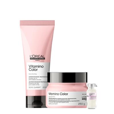 Kit L'Oréal Professionnel Serie Expert Vitamino Color Condicionador Máscara e Ampola Trio (3 Produtos)