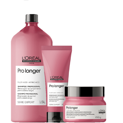 Kit L'Oréal Professionnel Serie Expert Pro Longer Shampoo 1,5L + Condicionador 200ml + Máscara 250g (3 Produtos)