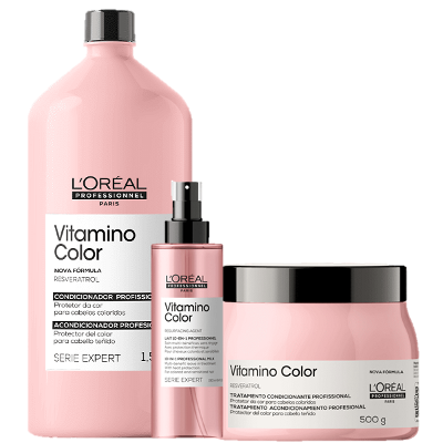 Kit L'Oréal Professionnel Serie Expert Vitamino Color Condicionador 1,5L + Máscara 500g + Leave-in 190ml (3 Produtos)